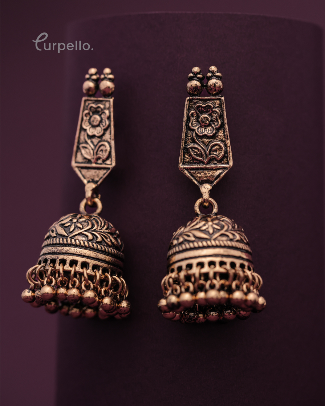 Purpello Traditional Floral Design Jhumki Earring