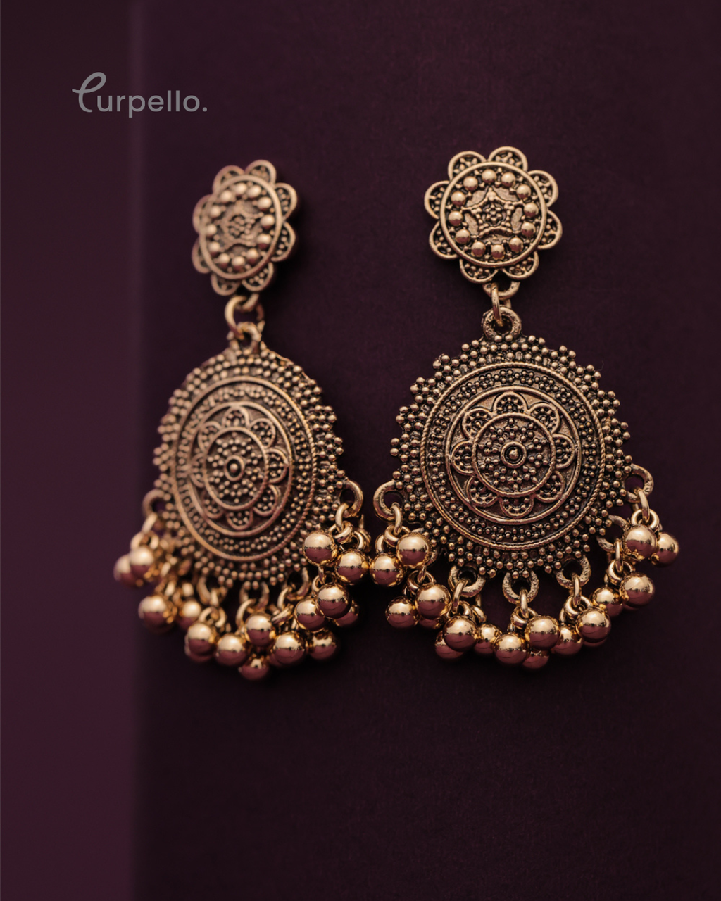 Purpello Antique Rounded Hanging Earrings