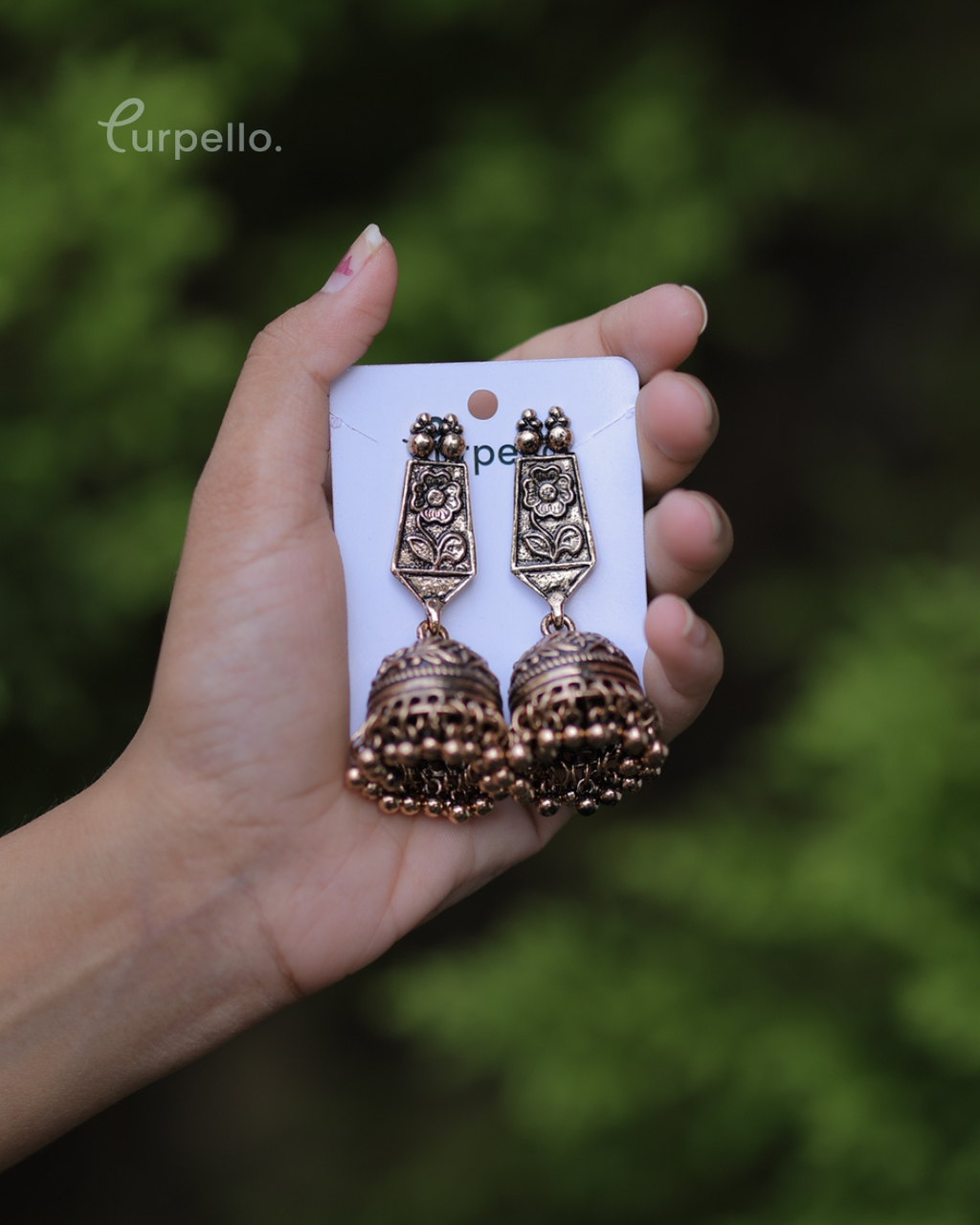 Purpello Traditional Floral Design Jhumki Earring
