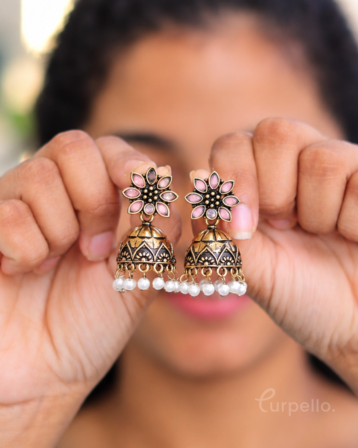 Haritha – Floral Antique Jhumka Earrings