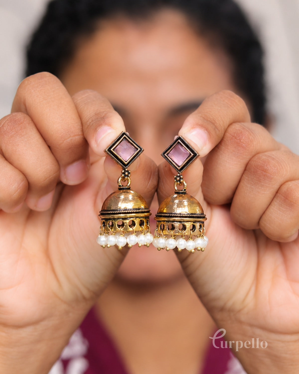 Gulabi Dome Jhumka