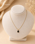 Purpello Midnight Black Emerald-Cut Pendant Chain