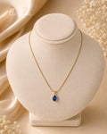 Purpello Royal Blue Teardrop Crystal Pendant Chain