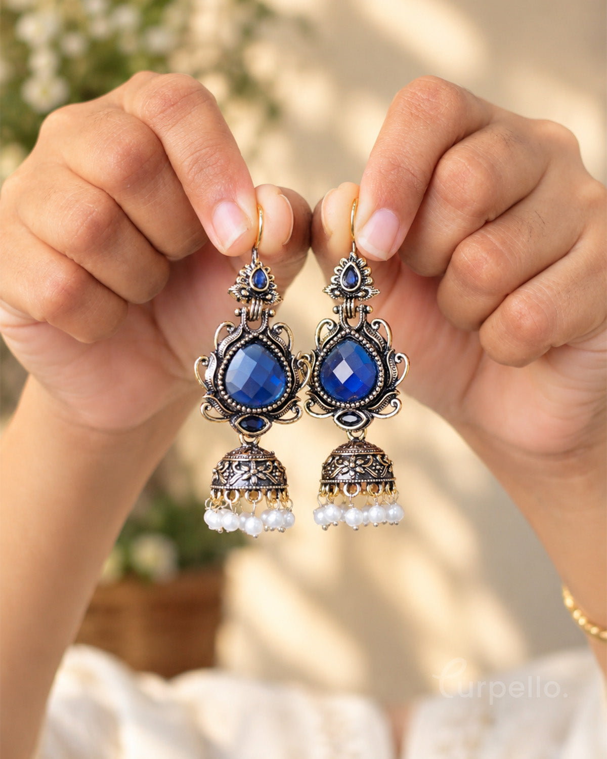 Vintage Oxidised Jhumka Earrings