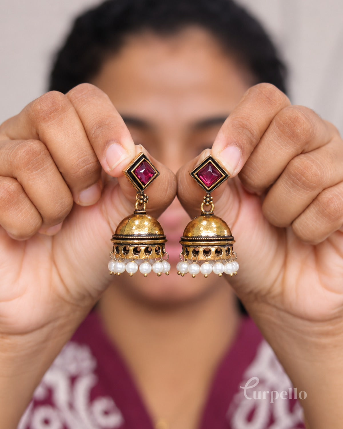 Gulabi Dome Jhumka