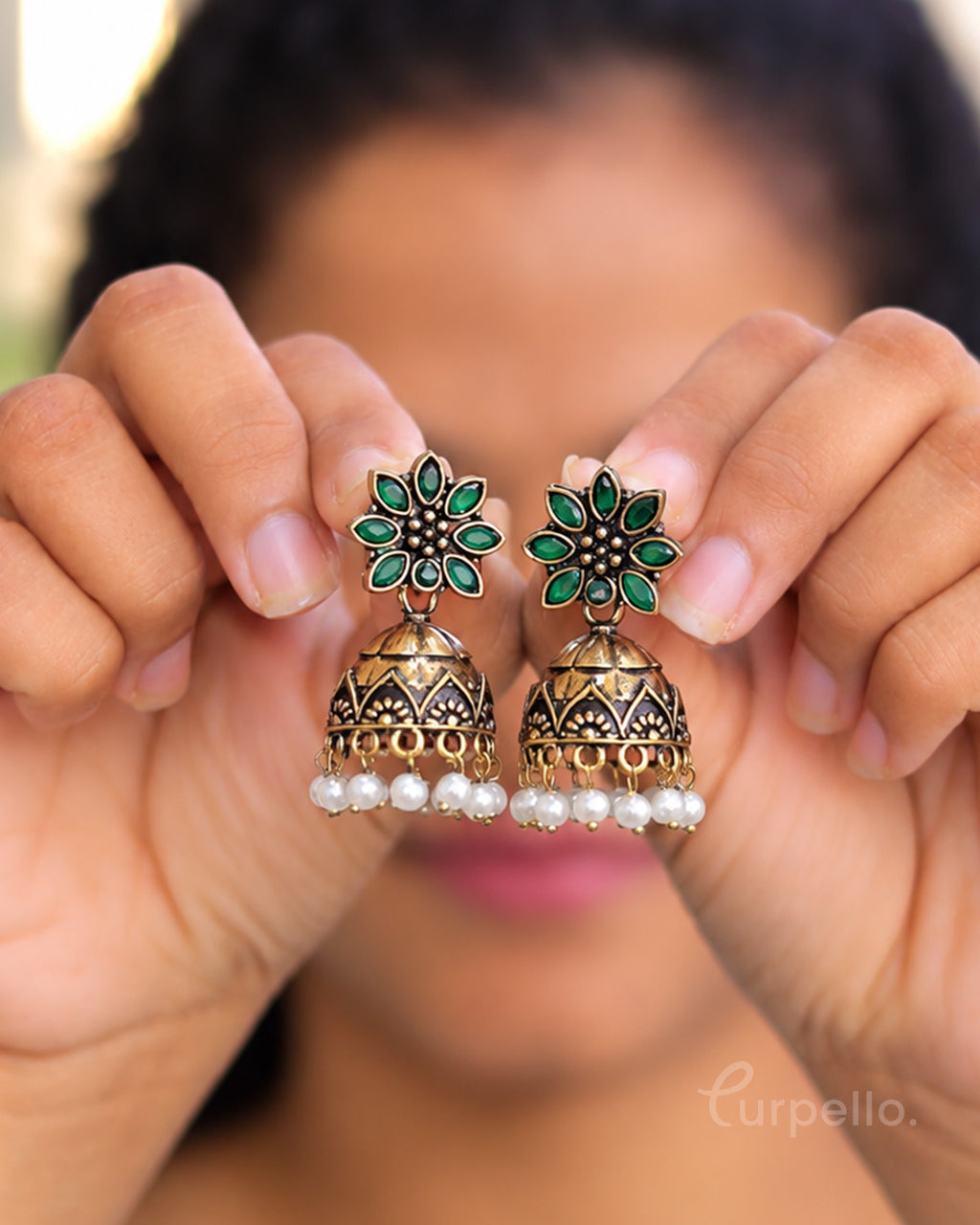 Haritha – Floral Antique Jhumka Earrings