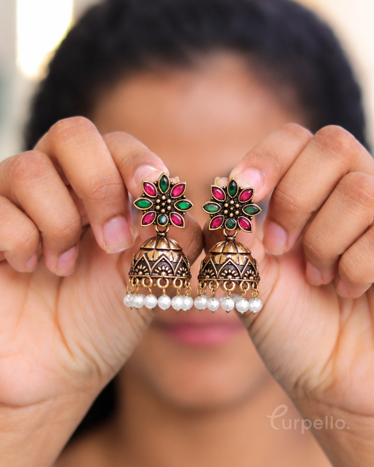 Haritha – Floral Antique Jhumka Earrings