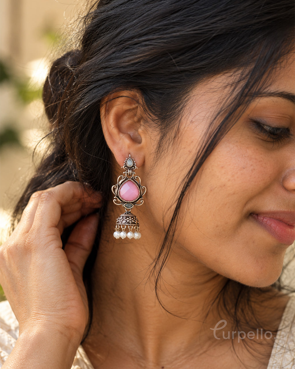 Vintage Oxidised Jhumka Earrings