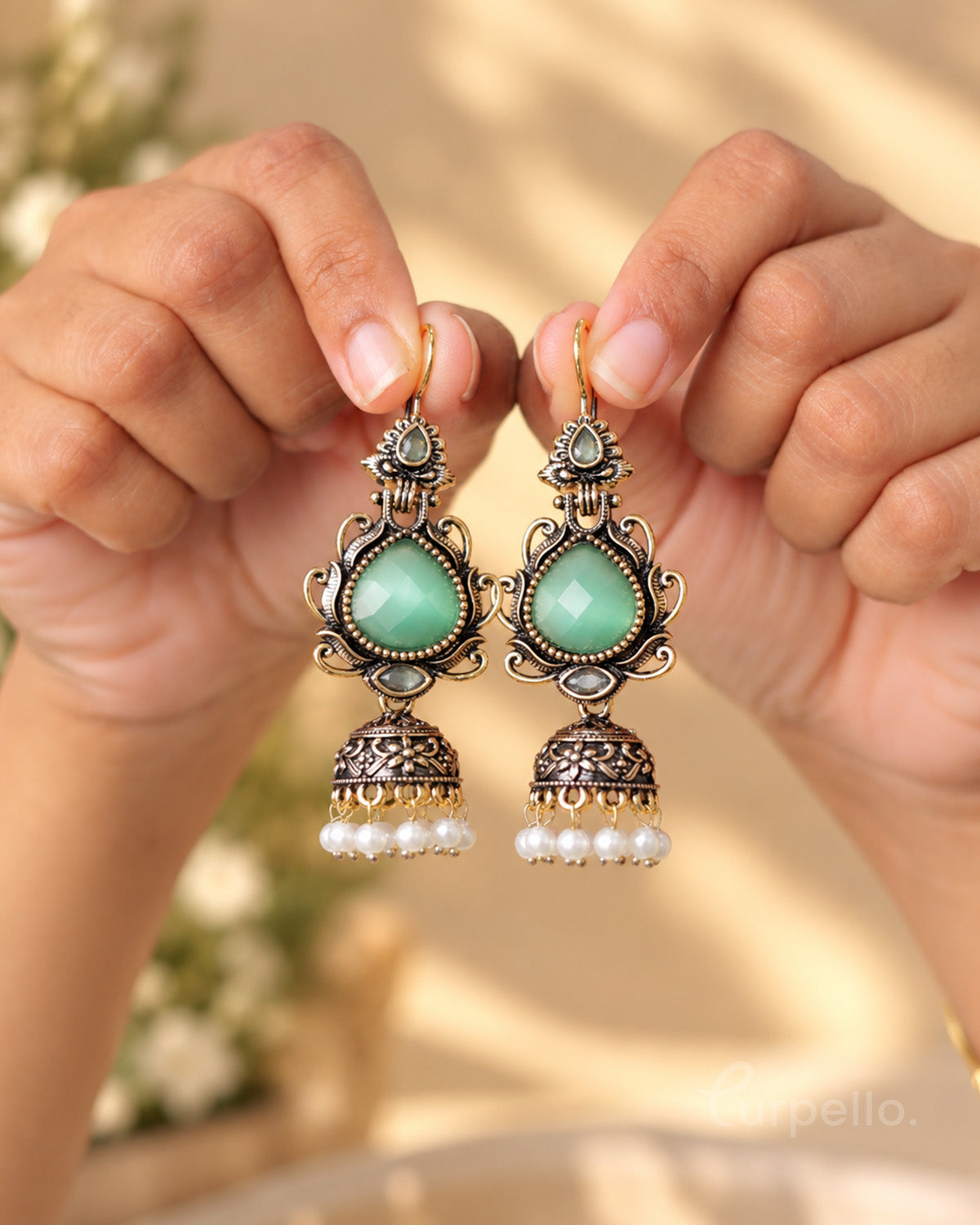 Vintage Oxidised Jhumka Earrings