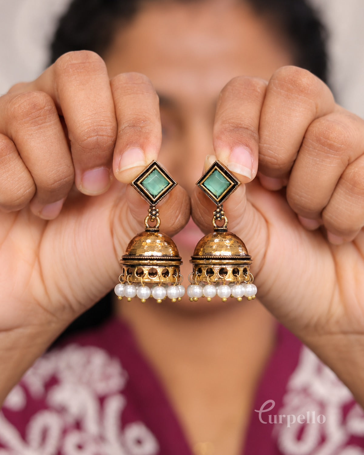 Gulabi Dome Jhumka