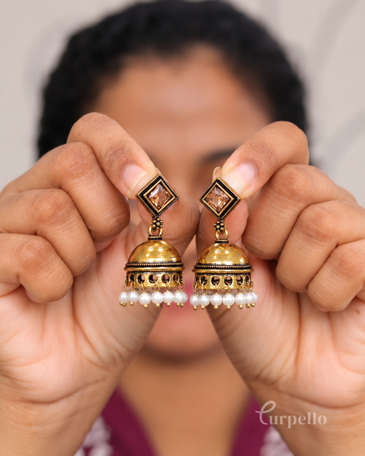 Gulabi Dome Jhumka