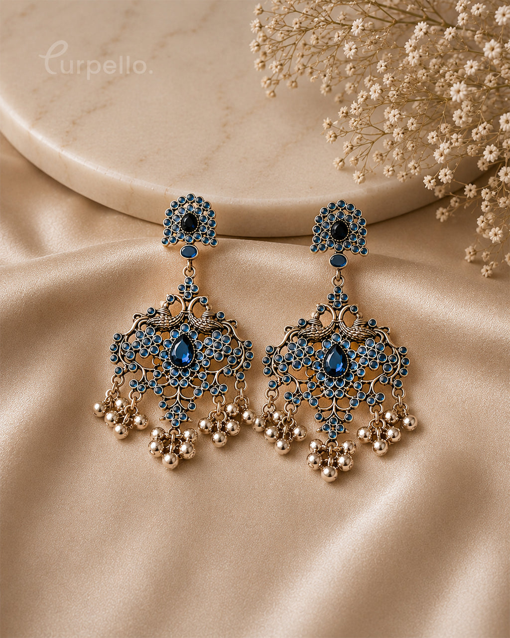 Purpello Antique Peacock Drop Earrings