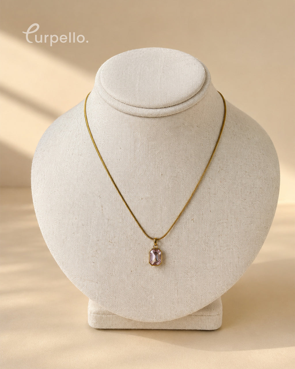 Purpello Baby Pink Geometric Pendant Chain