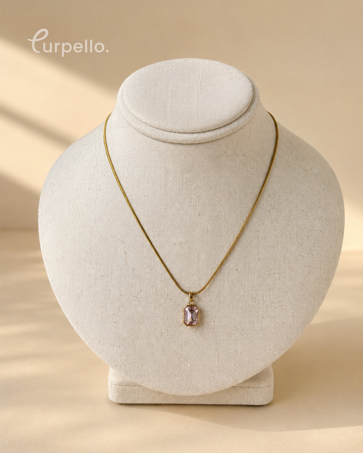 Purpello Baby Pink Geometric Pendant Chain