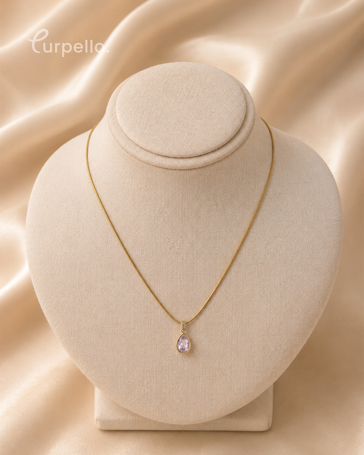 Purpello Baby Pink Teardrop Pendant Chain