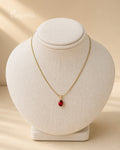 Purpello Ruby Red Teardrop Pendant Chain
