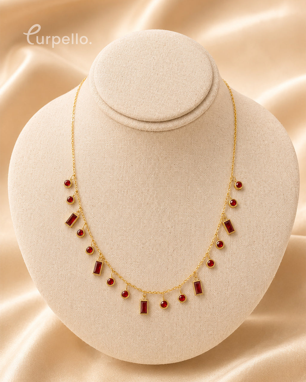 Purpello Ruby Charm Station Necklace