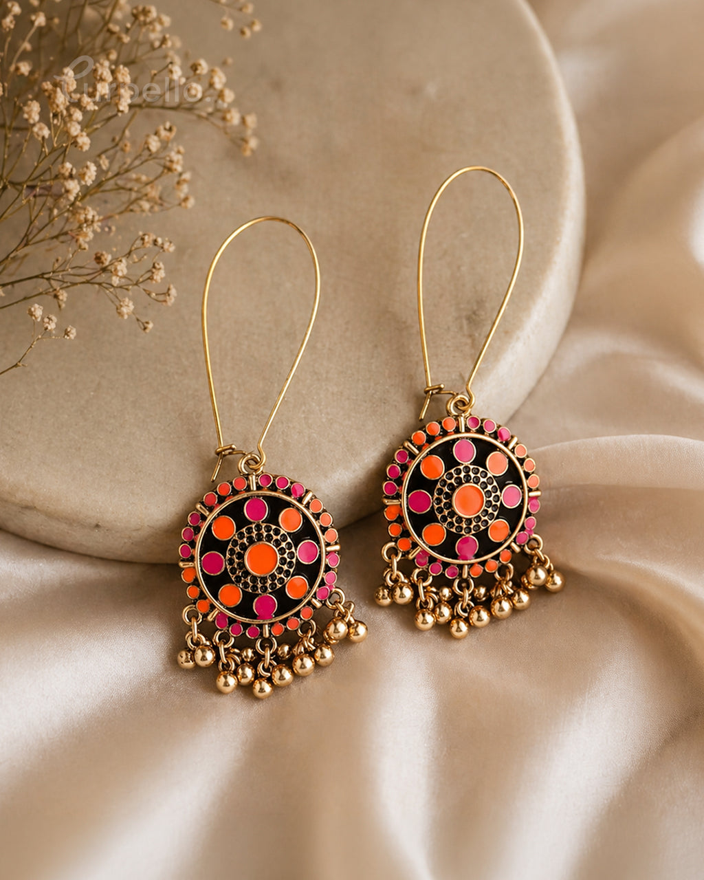 Purpello Boho Charm Circular Tassel Earrings