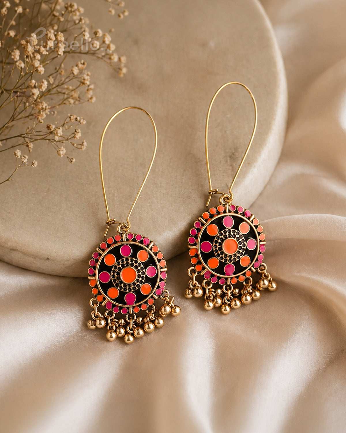 Purpello Boho Charm Circular Tassel Earrings