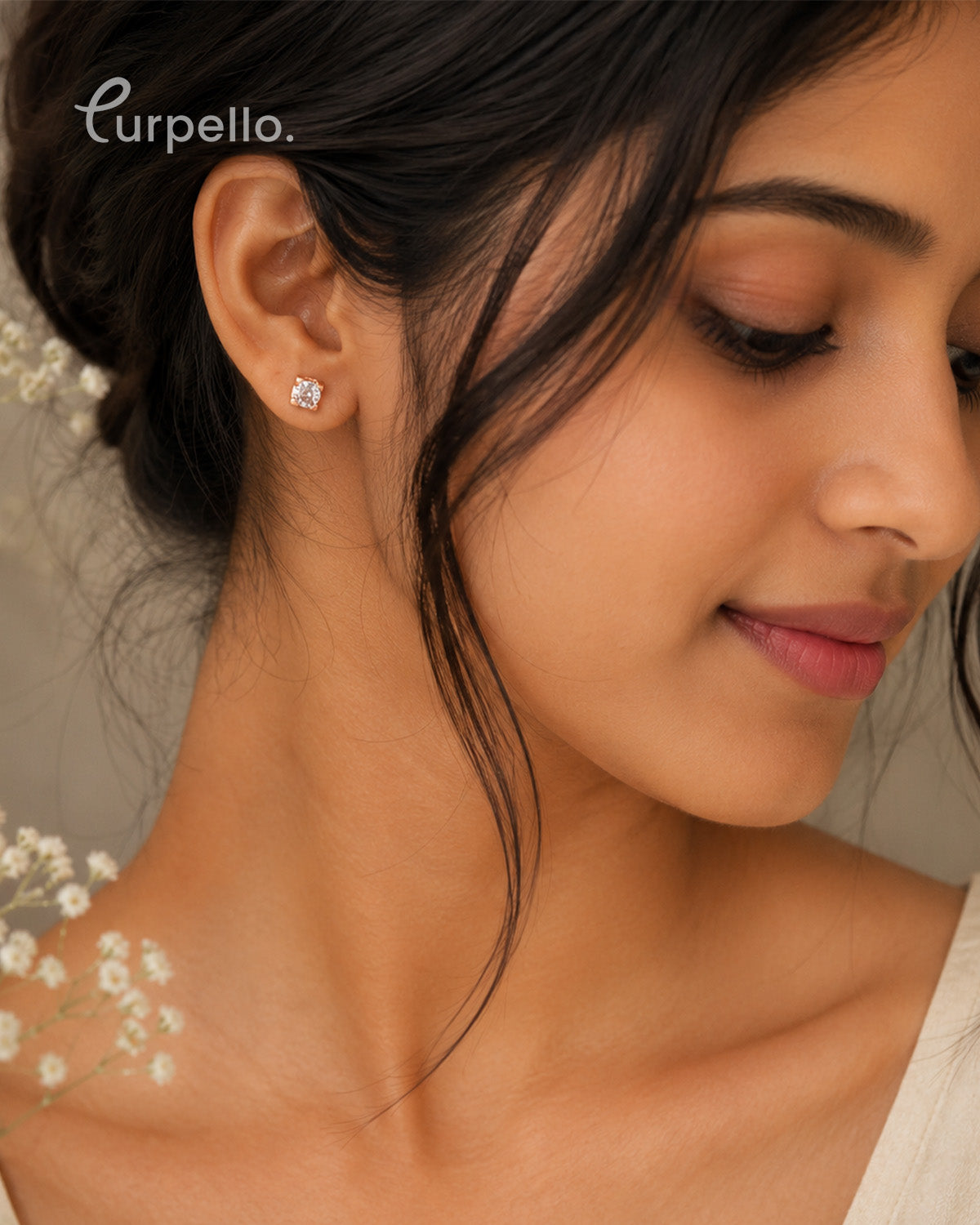 Rose Gold Diamond Replica Stud Earrings