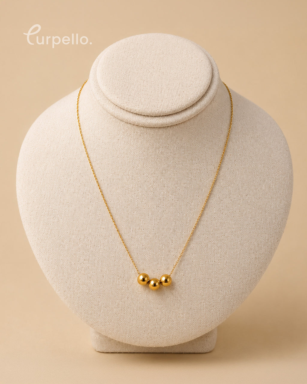 Minimal Triple Gold Bead Necklace