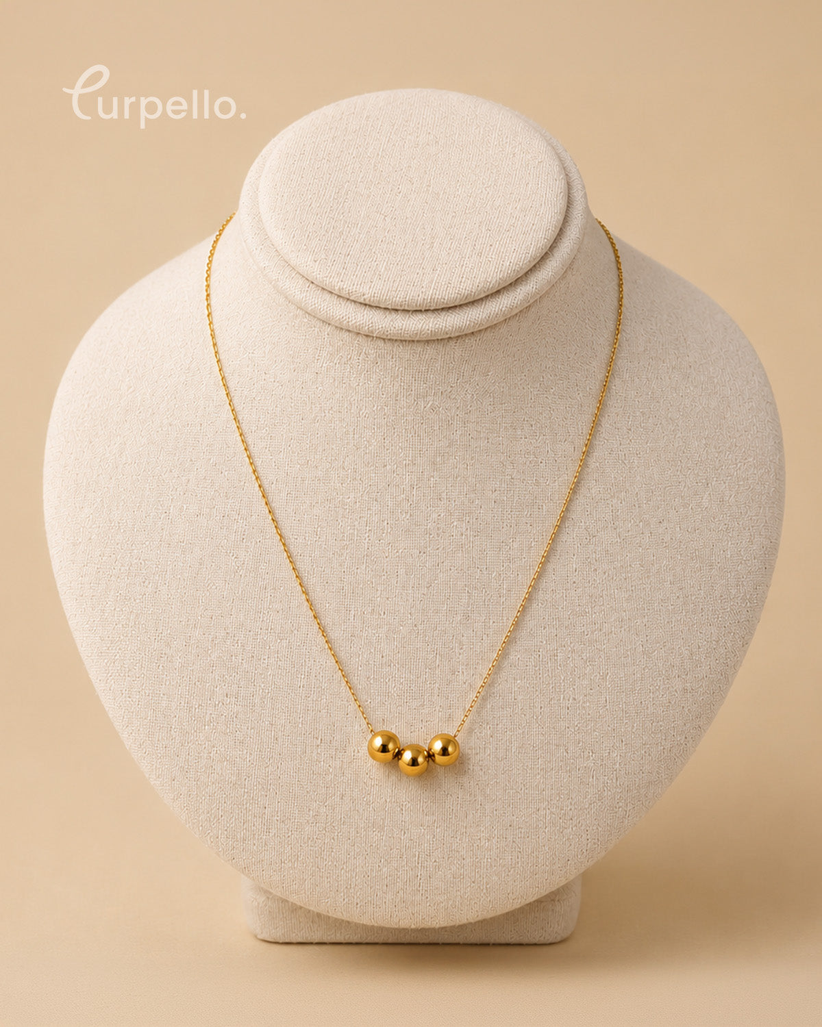 Minimal Triple Gold Bead Necklace