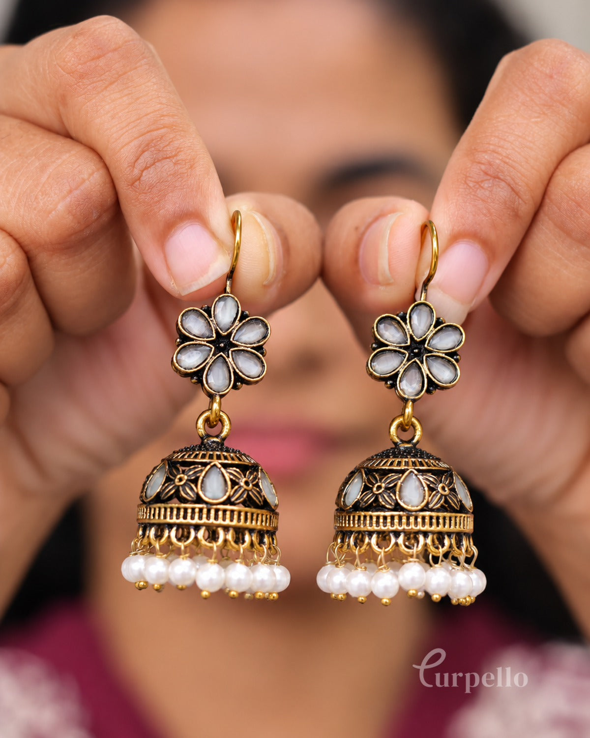 Pearlbloom Jhumkas