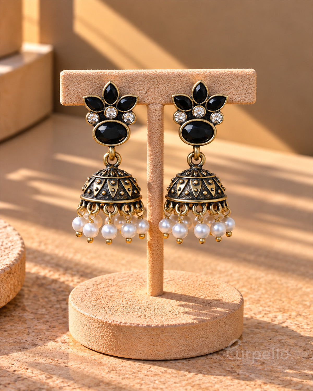 Purpello Blossom Antique Jhumka Earrings