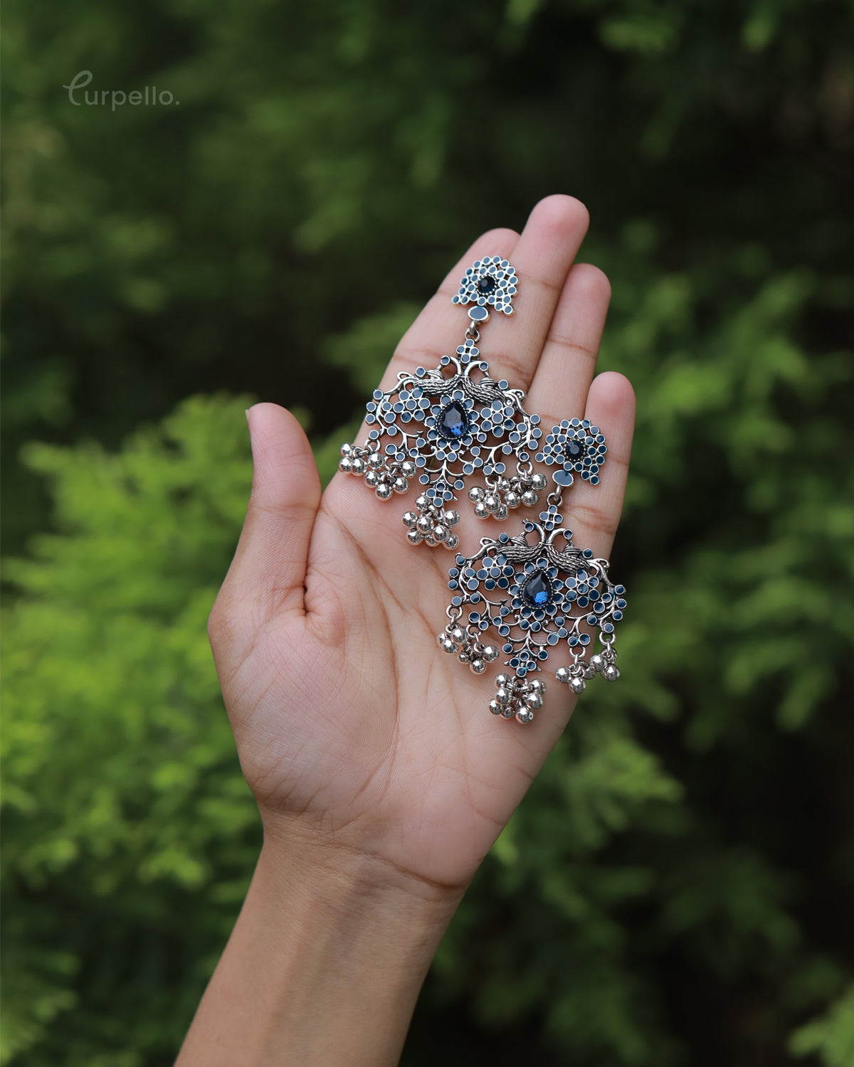 Purpello Antique Peacock Drop Earrings