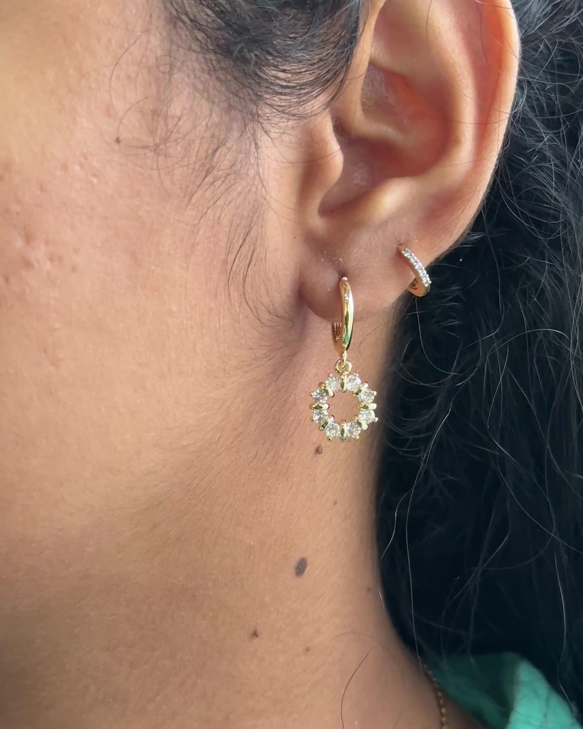 Crystal Halo Anti-Tarnish Hoop Earrings