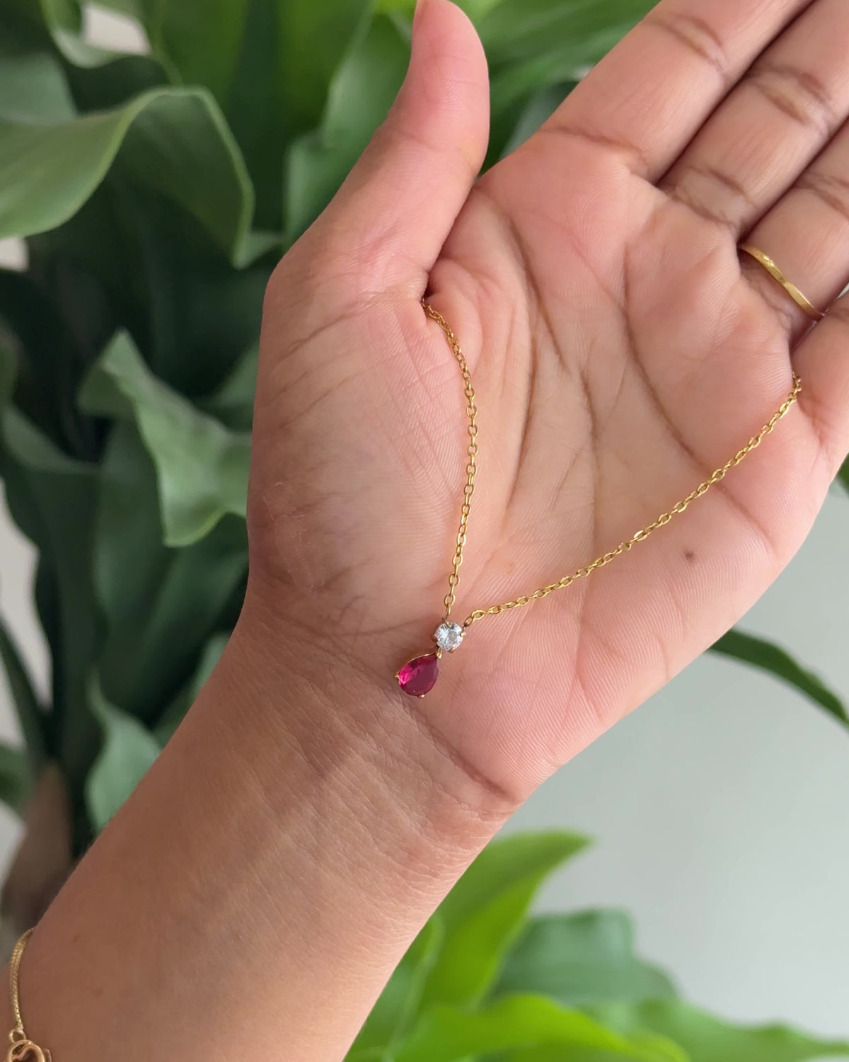 Rose Teardrop Minimal Necklace