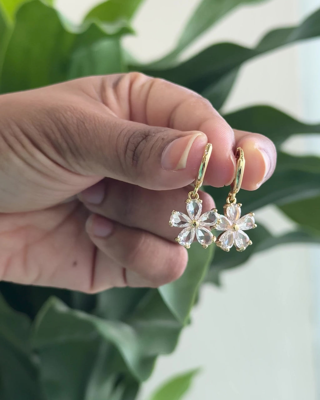 Purpello Crystal Bloom Hoop Earrings