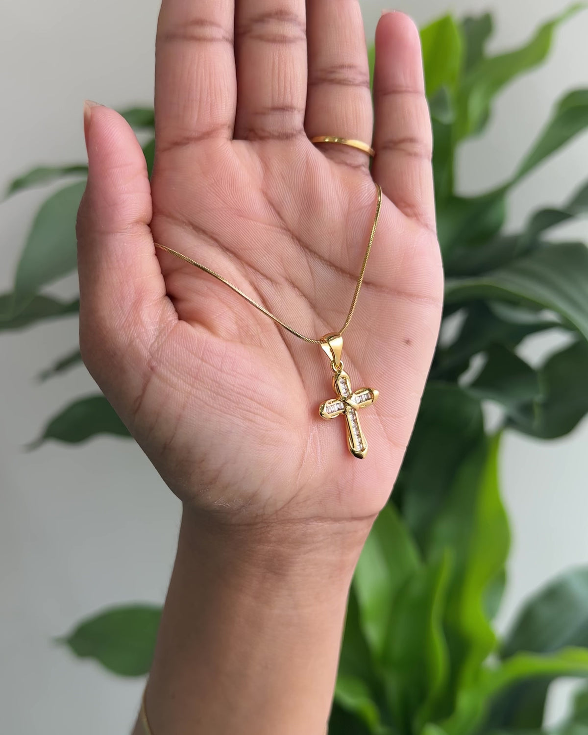 Gold Cross Pendant Necklace