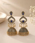 Purpello Royal Stone Antique Jhumka Earrings